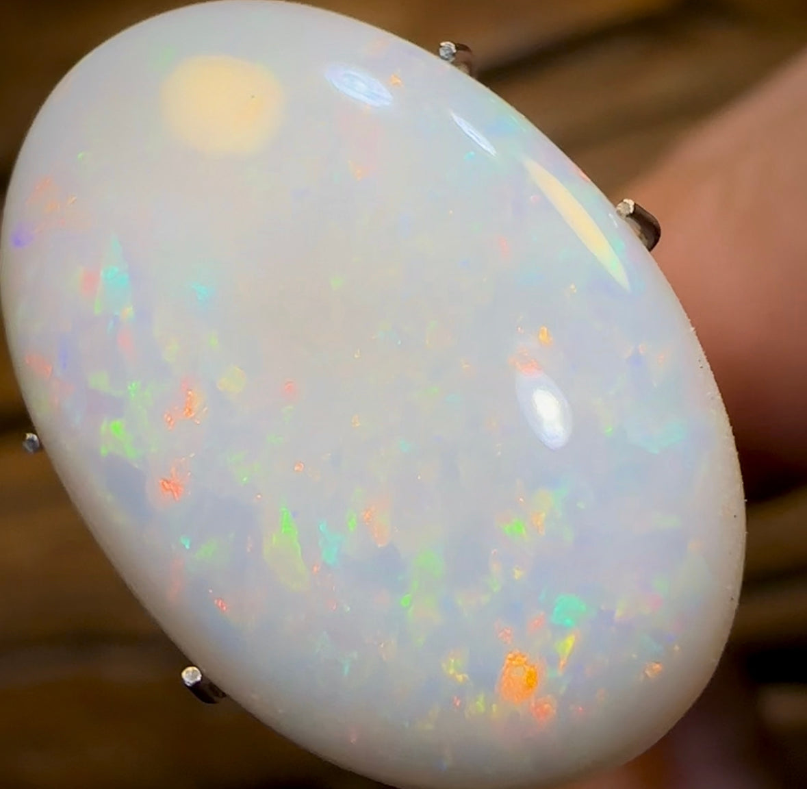 11.8cts - Traditional Oval Cut, South Australian White Opal from Coober Pedy - Opal Whisperers