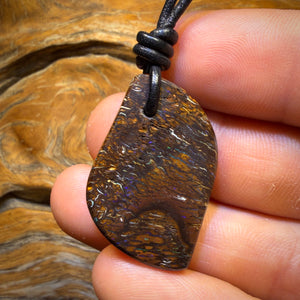 Bargain Card! 30 x 21mm - Drilled Tribal Queensland Boulder Opal Necklace