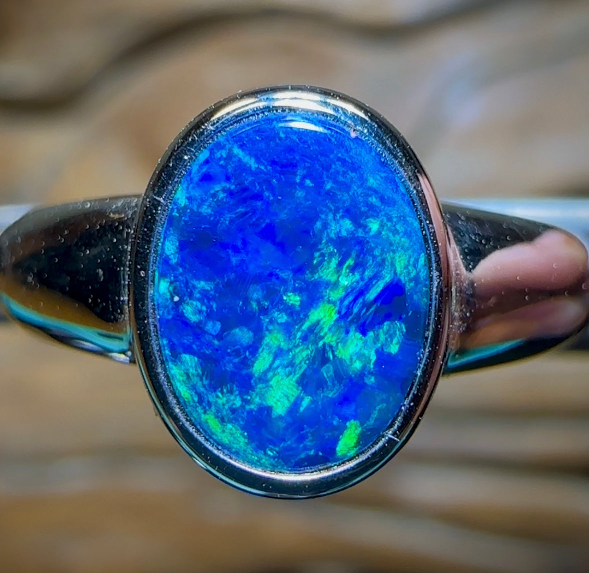 14K White Gold - Queensland Boulder Opal Doublet Ring - Opal Whisperers