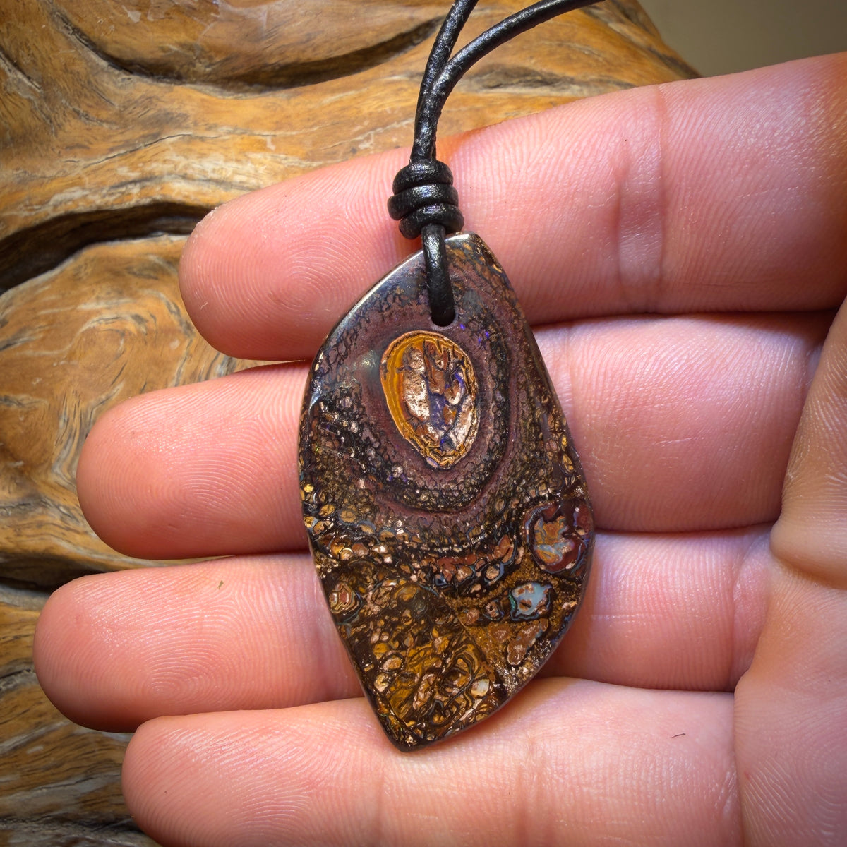 43 x 25mm - Drilled Tribal Queensland Boulder Opal Necklace