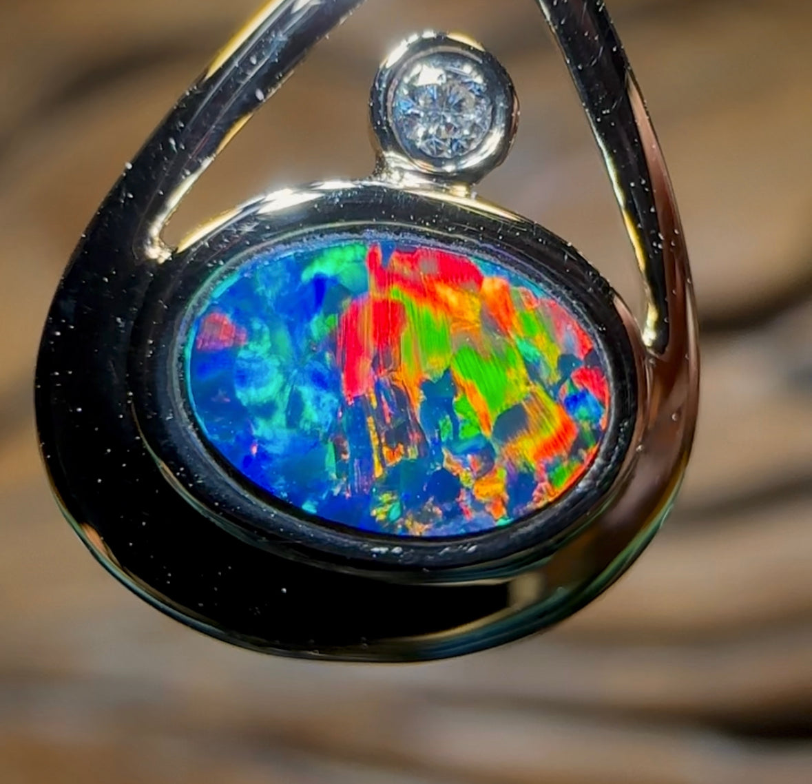 14k Gold - Queensland Boulder Opal Doublet Pendant - Opal Whisperers