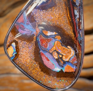 Sterling Silver - Solid Yowah Nut Opal Pendant UNISEX