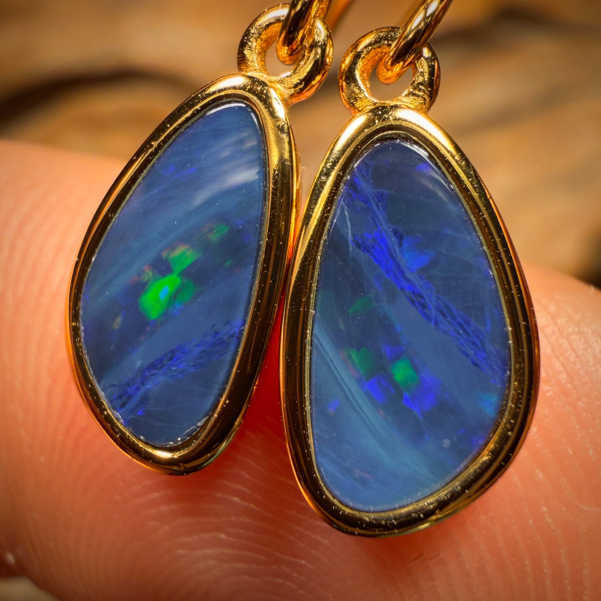 Sterling Silver - Australian Boulder Opal Doublet Hook Earrings