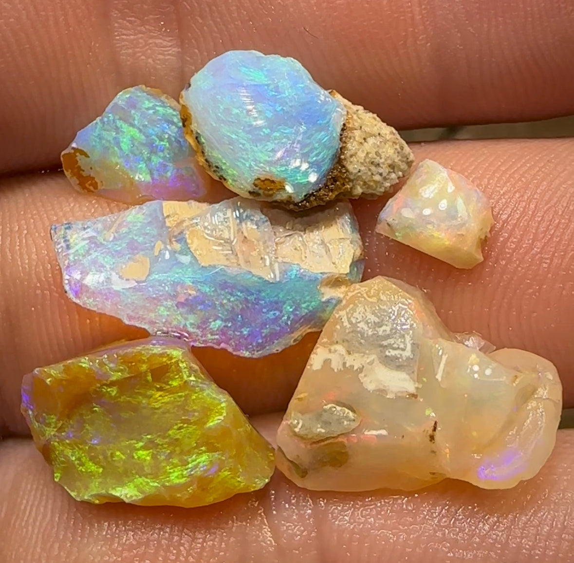 24.6cts - 6x Australian Yowah Boulder Crystal Opal Rough Pieces - Opal Whisperers