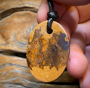 37 x 27mm - Drilled Boulder Opal Pendant w/ Eco Friendly Vegan Cord