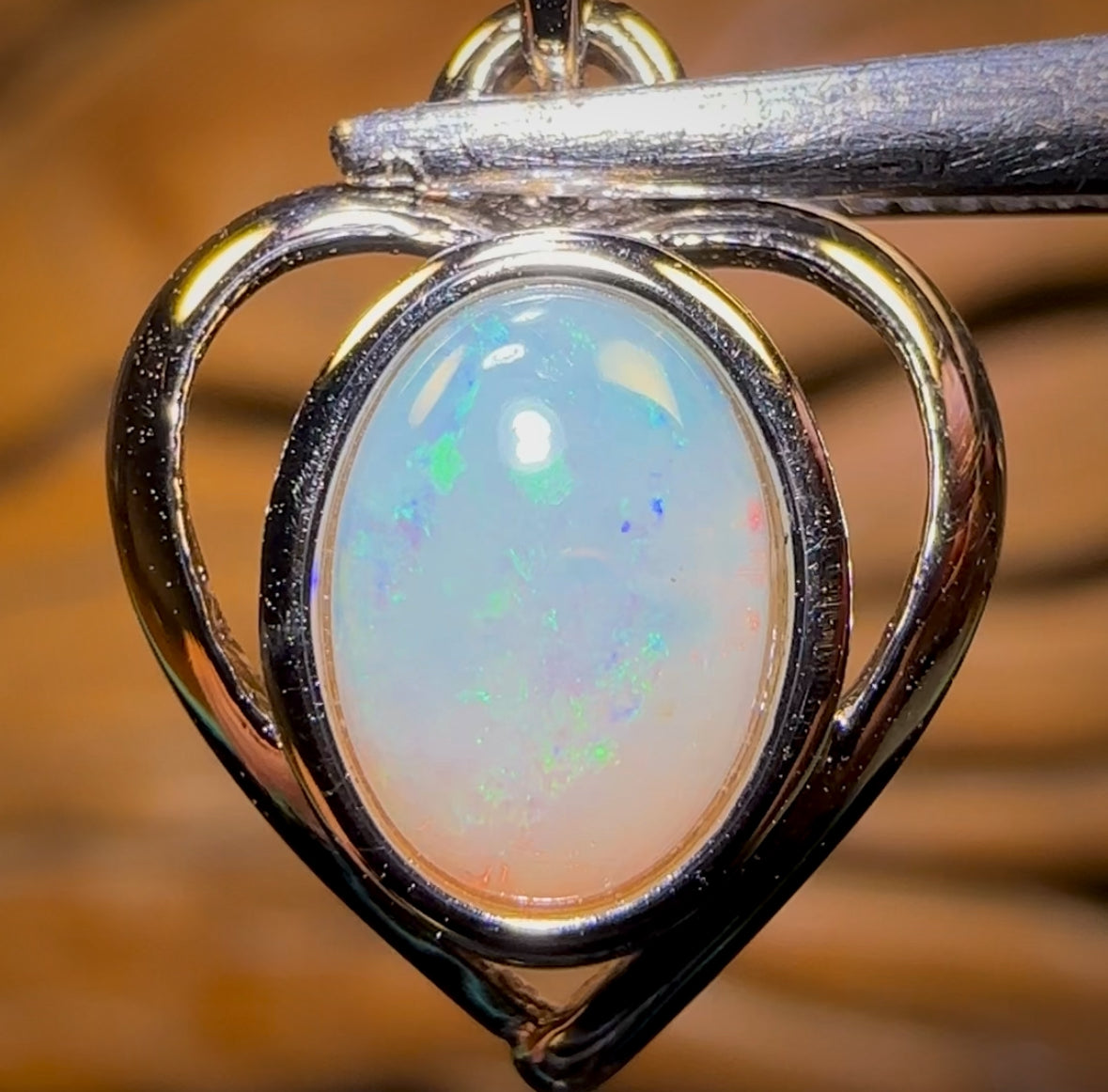 Sterling Silver - Solid South Australian White Opal Pendant