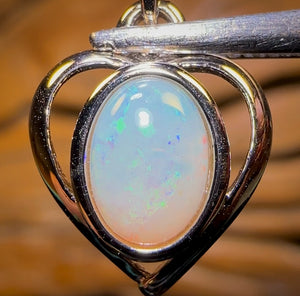Sterling Silver - Solid South Australian White Opal Pendant