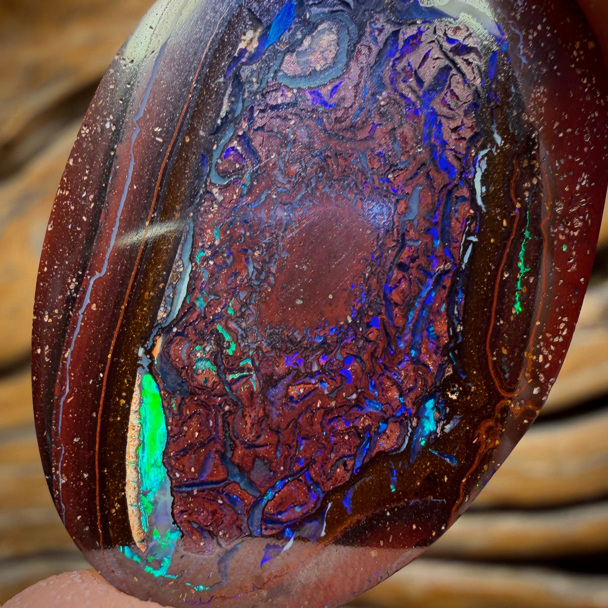 Aren’t You Glad You Hung Around Card! 42.9cts - Yowah Nut Kernel Opal. Double Sided
