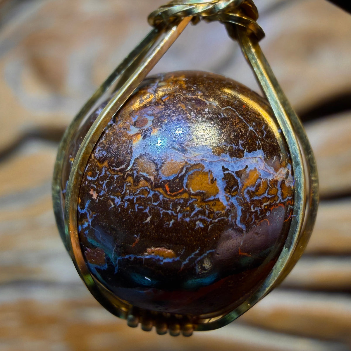 Sterling Silver - Yowah Nut Opal Bead Pendant