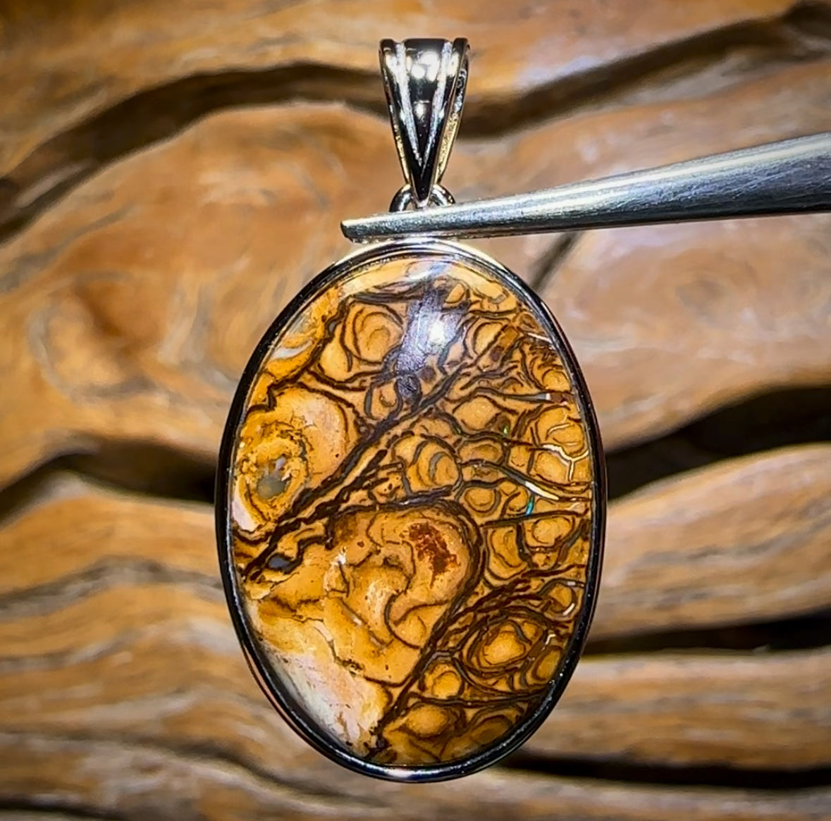 Sterling Silver - Tribal Queensland Boulder Opal Pendant BARGAIN