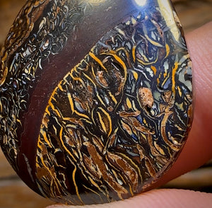 72.2cts - “Black Forrest” Top Tribal Pattern Queensland Boulder Opal Picture Stone from Koroit