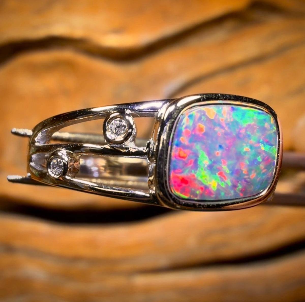 Sterling Silver - Queensland Boulder Unisex Opal Doublet Ring