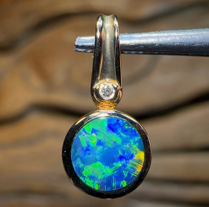 14k Yellow Gold - Queensland Boulder Doublet Opal Pendant - Opal Whisperers