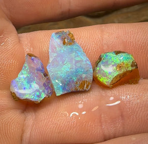 15.4cts - 3x Australian Yowah Golden Crystal Boulder Opal Rough Pieces - Opal Whisperers