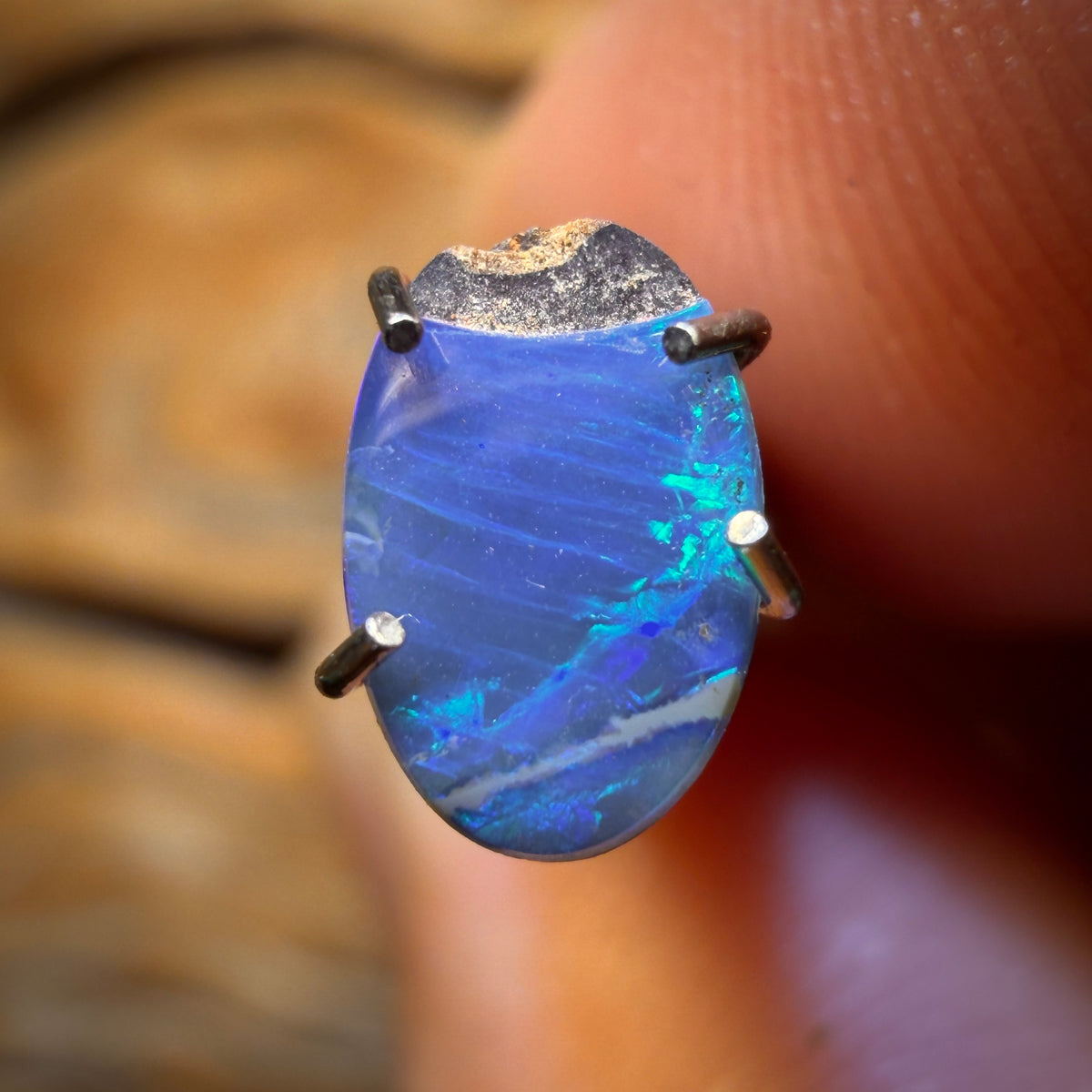 Auction 0.6cts - Australian Boulder Opal Doublet. RECUTTERS DELIGHT