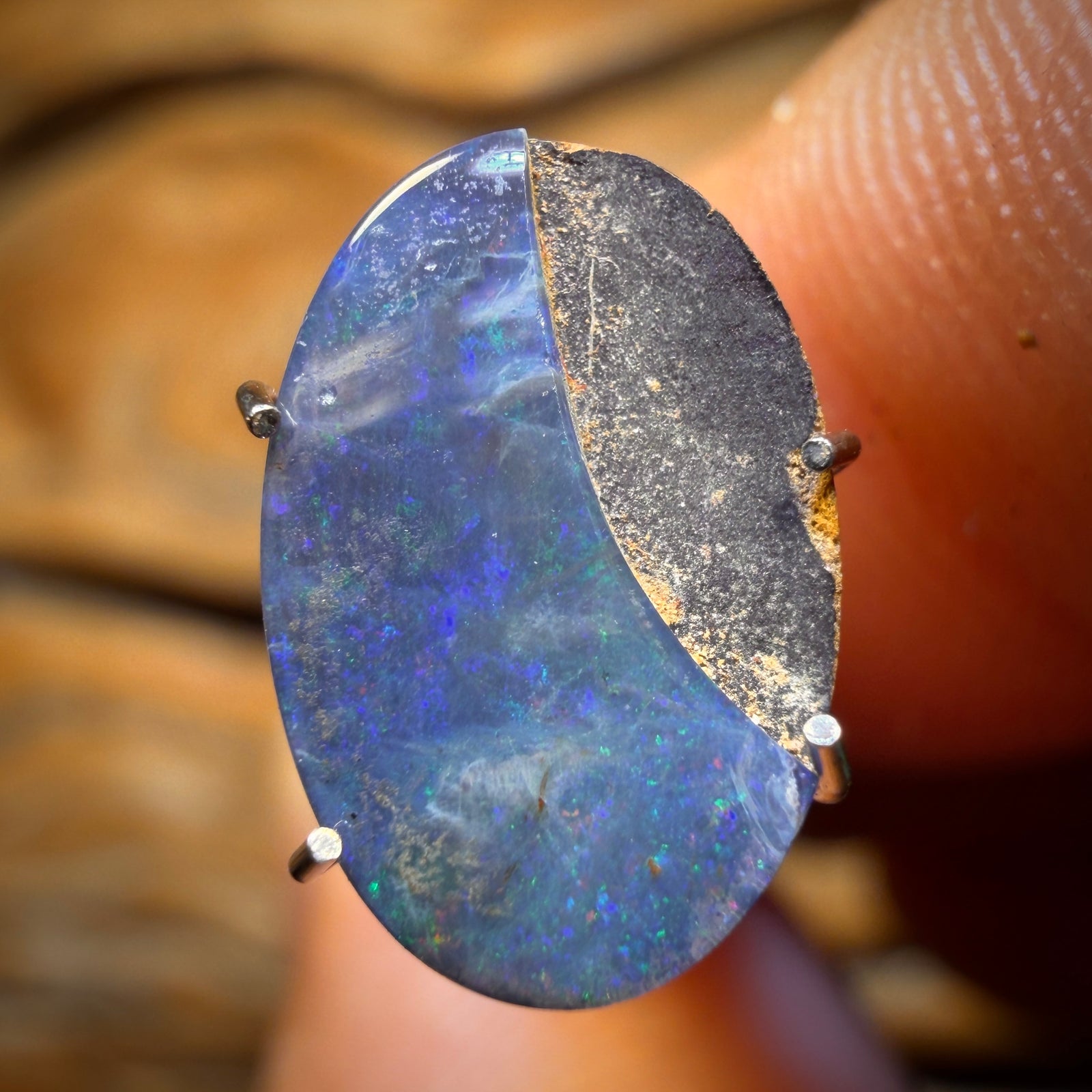 Auction 1.8cts - Australian Boulder Opal Doublet. RECUTTERS DELIGHT