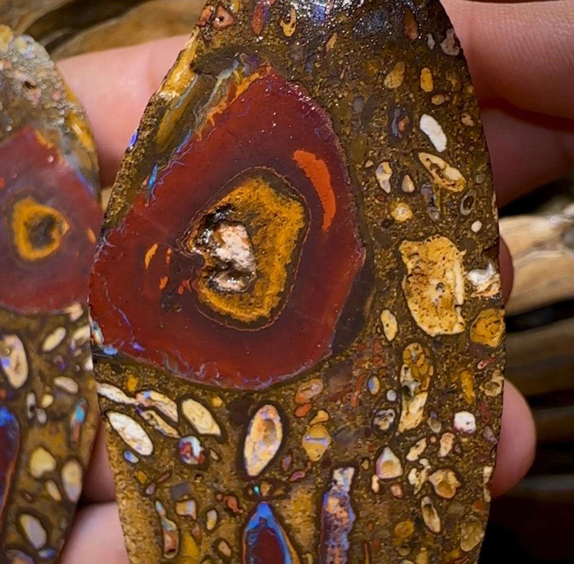 (Template) 112.7cts - Yowah Nut Conglomerate Rough Pair. Australian Boulder Opal - Opal Whisperers