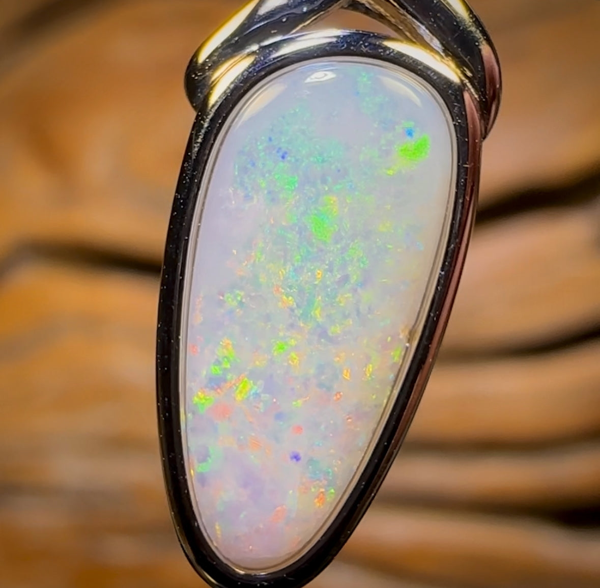 Sterling Silver - Solid South Australian White Opal Pendant