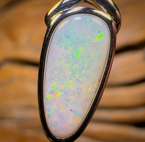 Sterling Silver - Solid South Australian White Opal Pendant