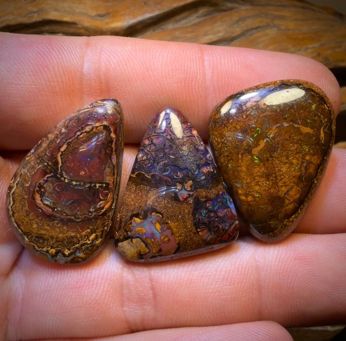 91.6cts - 3x Australian Tribal Boulder Opal’s. Wholesale Dealers Parcel
