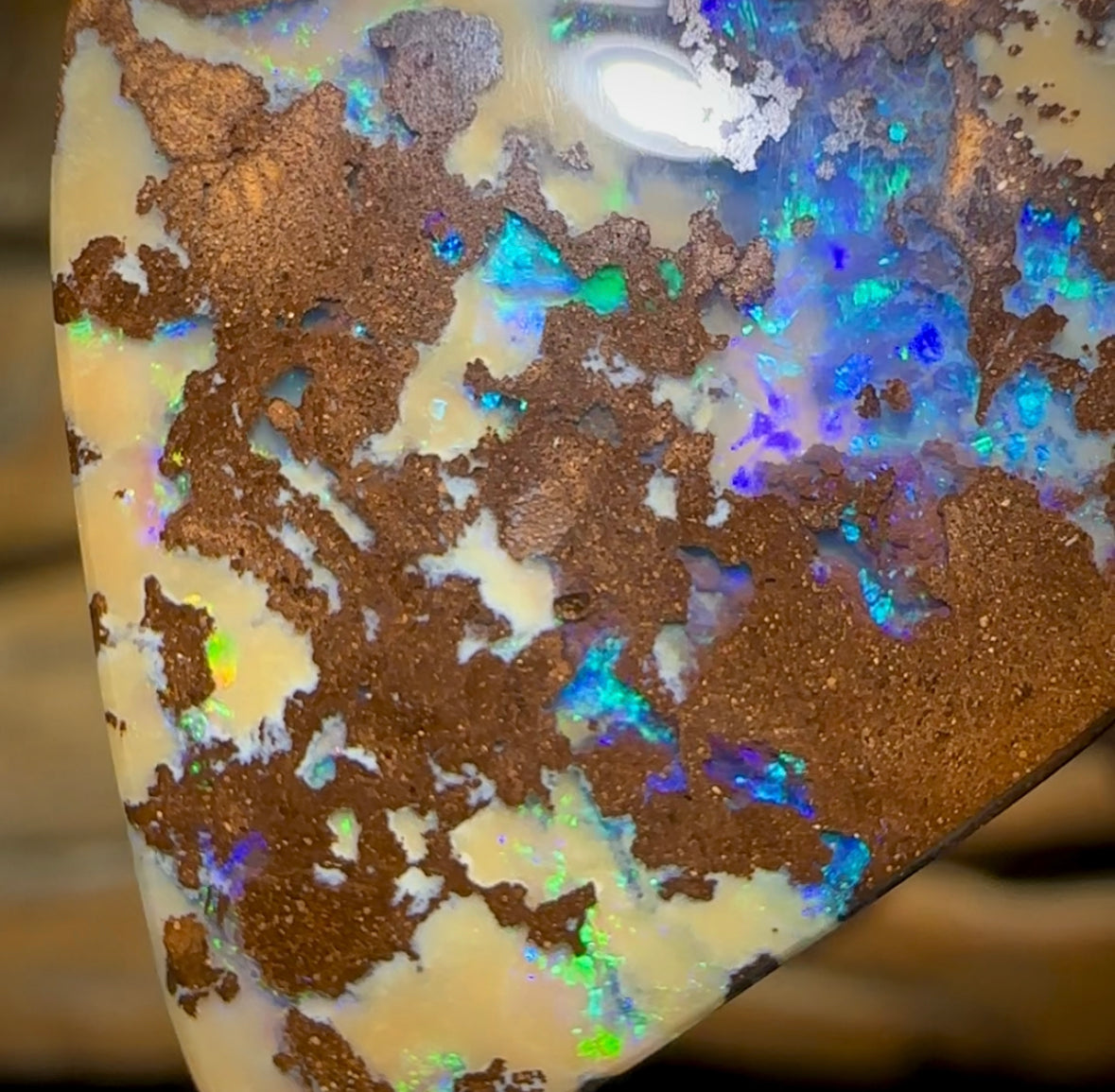 37 x 21mm - Drilled Boulder Opal Necklace. Reef Pattern - Opal Whisperers