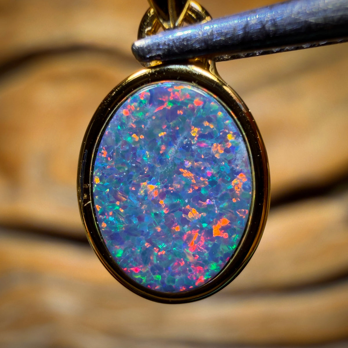 Wild Card! Sterling Silver Gold Plated - Queensland Boulder Opal Doublet Pendant