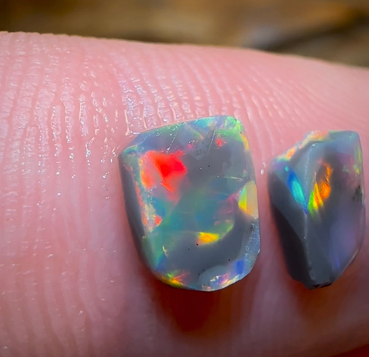 1.4cts - Top Top 3x Lightning Ridge Black Opal Rub Parcel Wonderful Color/Pattern Combo - Opal Whisperers