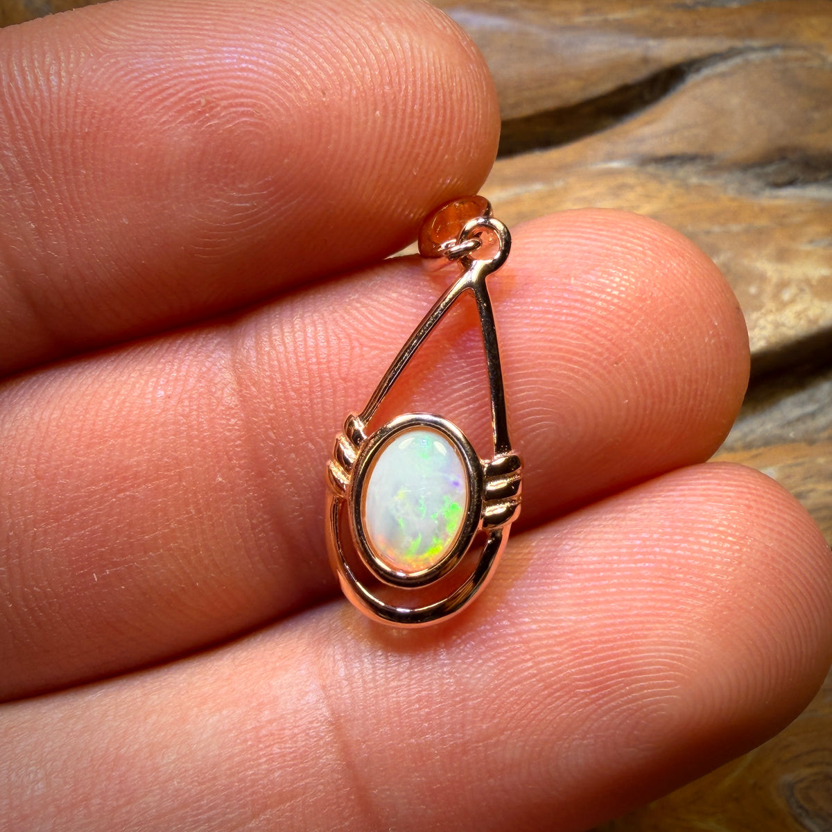 Sterling Silver Rose Gold Plated - Solid South Australian Crystal Opal Pendant Bargain