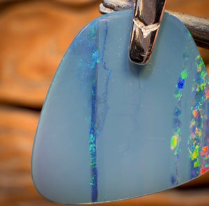Sterling Silver - Australian Boulder Opal Doublet Pendant