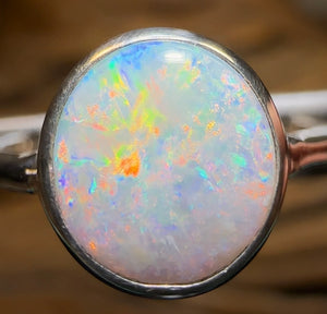 Sterling Silver - Solid Lightning Ridge Opal Ring - Opal Whisperers