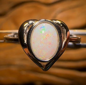 Sterling Silver - South Australian Solid White Opal Ring