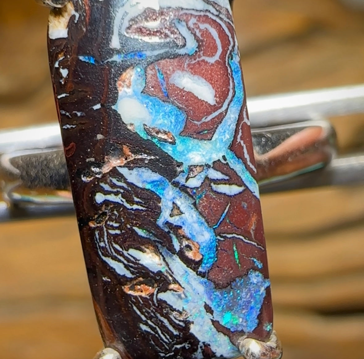 Sterling Silver - Solid Queensland Boulder Opal Ring - Opal Whisperers