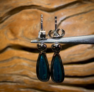 🔨 AUCTION 🔨 Sterling Silver - Australian Boulder Opal Doublet Drop Stud Earrings