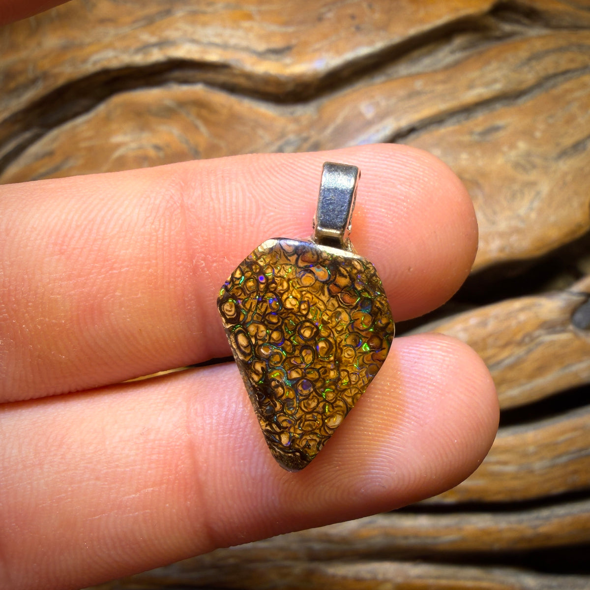 Solid Tan Tribal Queensland Boulder Opal Pendant