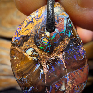33 x 21mm - Drilled Tribal Queensland Boulder Opal Necklace