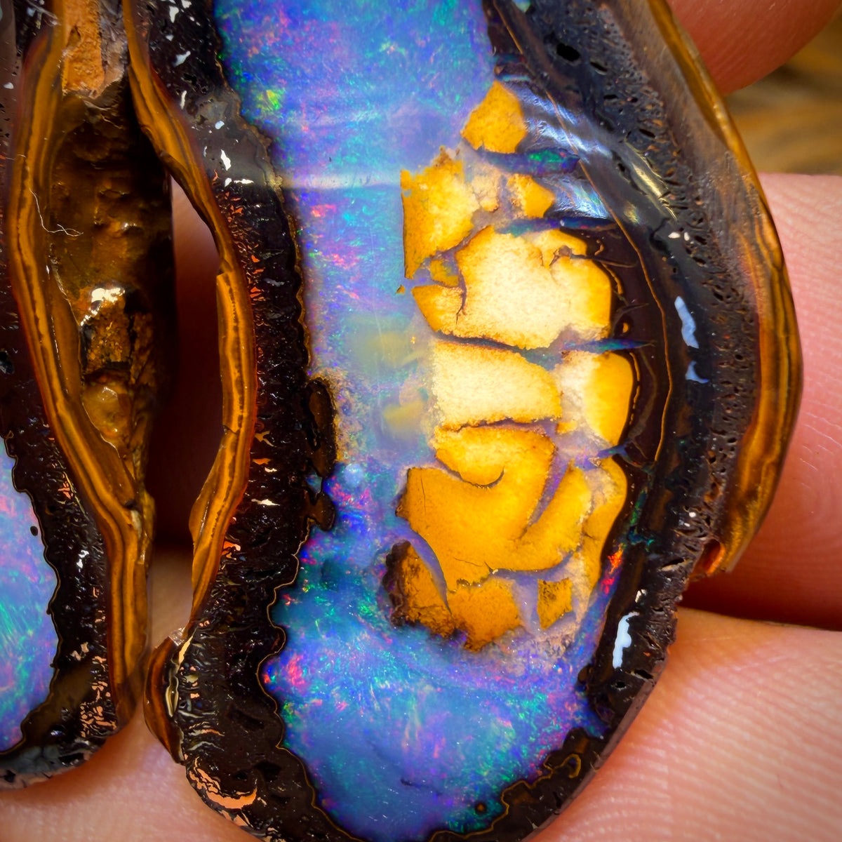 99.7cts - Yowah Nut Crystal Centre Opal Pair Polished and Clean