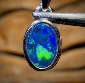 14k White Gold - Queensland Boulder Opal Doublet Pendant Best Gold Price