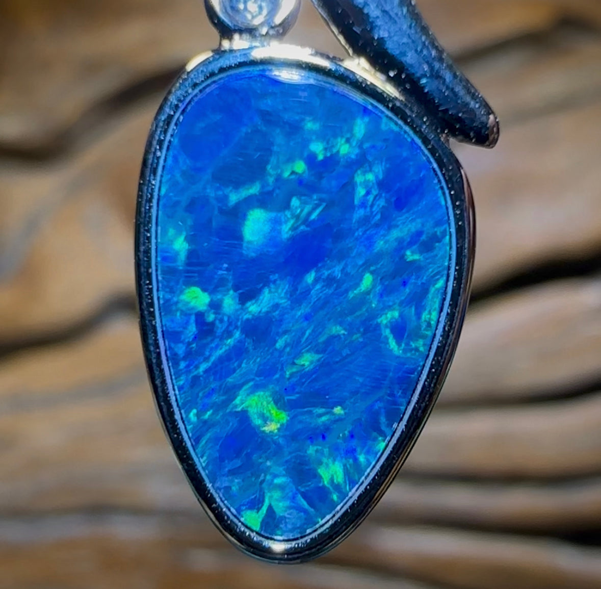 Best Blue Green Big Sterling Silver - Queensland Boulder Opal Doublet Pendant - Opal Whisperers