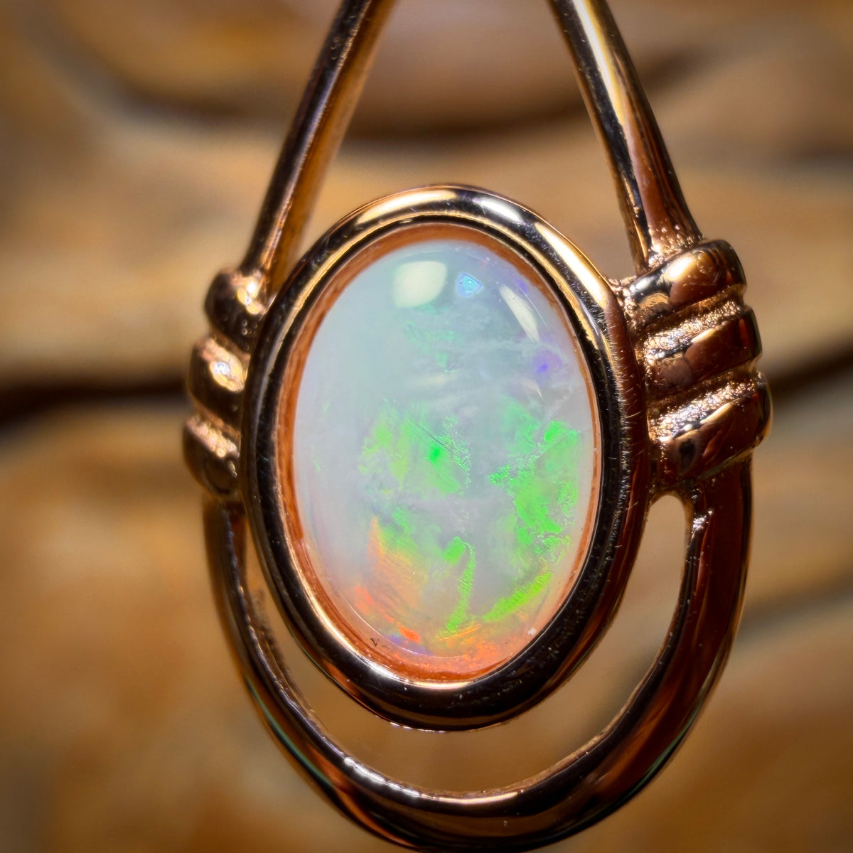 Sterling Silver Rose Gold Plated - Solid South Australian Crystal Opal Pendant Bargain