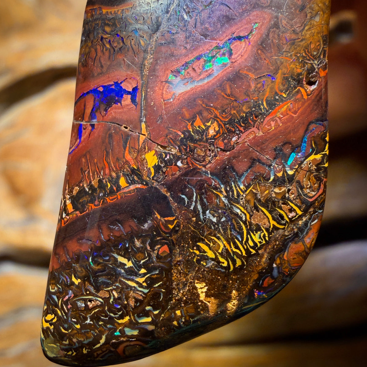 Wildcard! 42 x 19mm - Drilled Tribal Queensland Boulder Opal Necklace