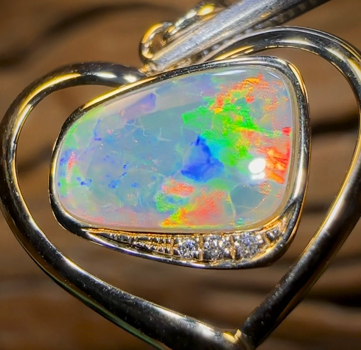 14k Gold - Solid South Australian Crystal Opal Pendant - Opal Whisperers