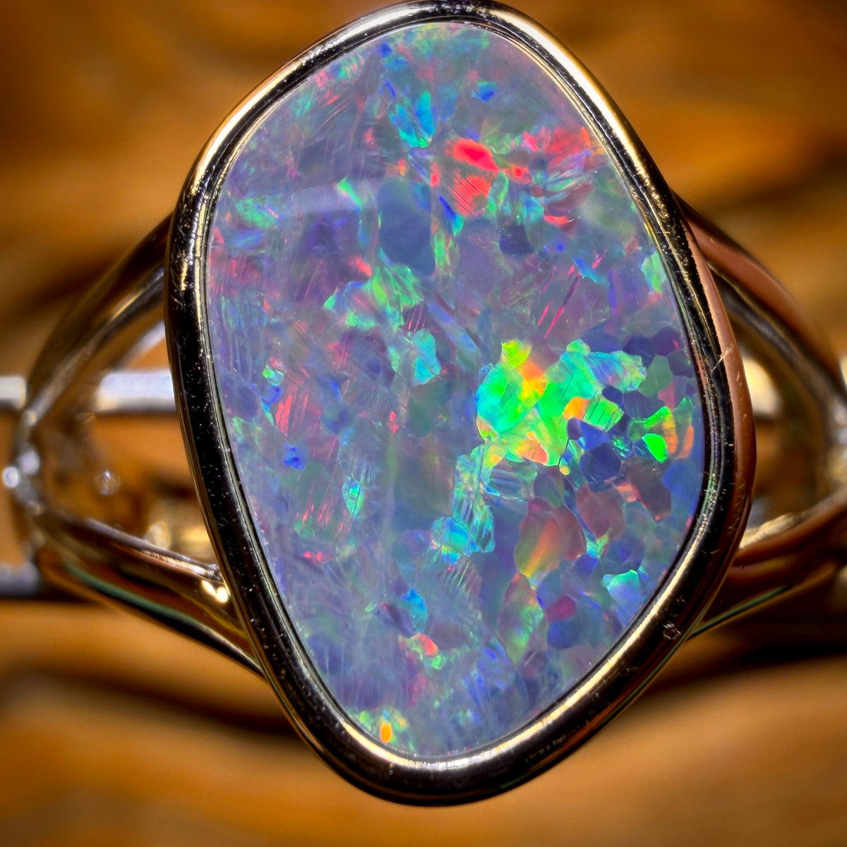 Unisex Sterling Silver - Queensland Boulder Opal Doublet Ring