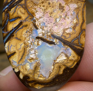 53 x 22mm - Drilled Australian Boulder Opal. TRIBAL PATTERN