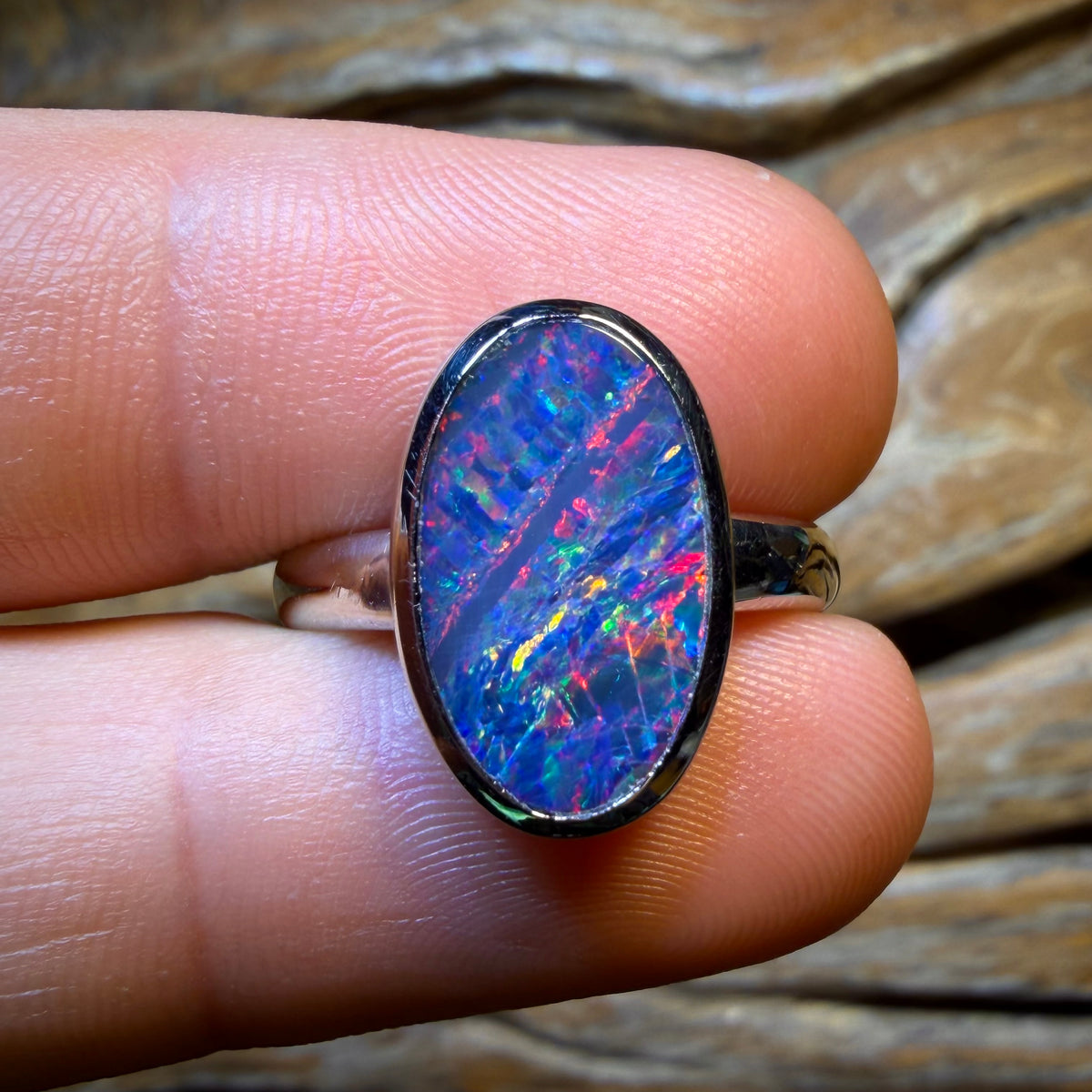 Sterling Silver - Queensland Boulder Opal Doublet Ring