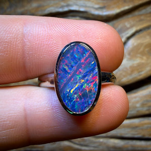 Sterling Silver - Queensland Boulder Opal Doublet Ring