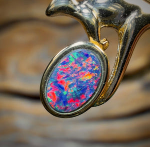Sterling Silver - Australian Boulder Opal Doublet ROO Pendant