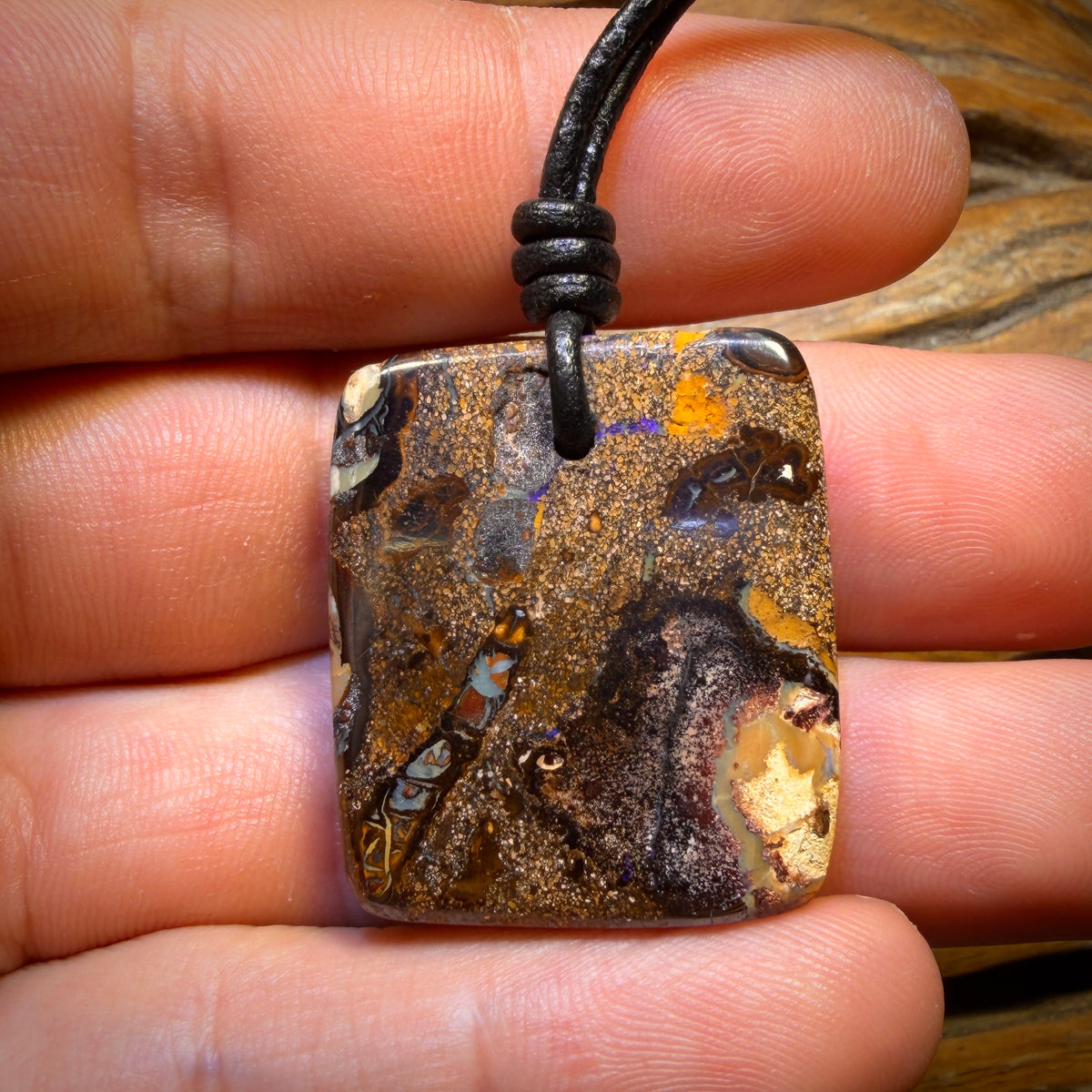 30 x 26mm - Drilled Queensland Boulder Opal Kernel Necklace