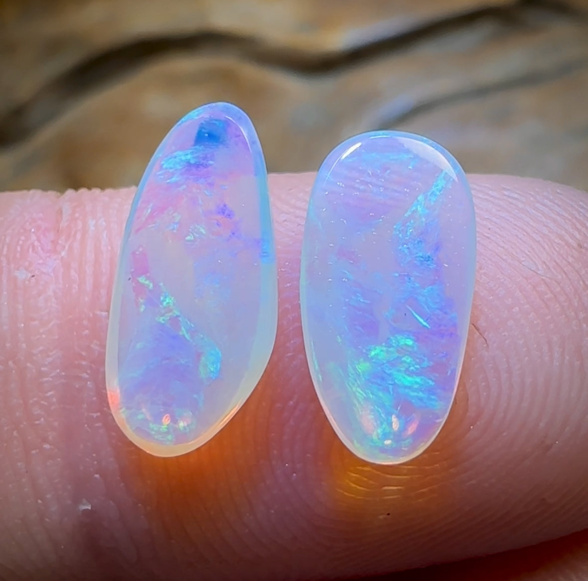2.4cts - Lightning Ridge Crystal Opal Pair