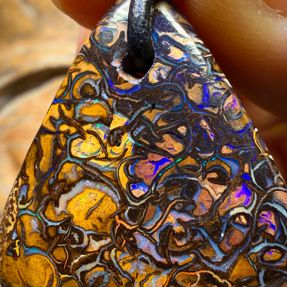 30 x 27mm - Drilled Top Tribal Queensland Boulder Opal Necklace