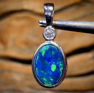 14k White Gold - Queensland Boulder Opal Doublet Pendant Bargain